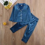 Pyjama pour enfants en soie, hauts en Satin, pantalon automne-hiver, manches longues, vêtements de nuit, ensembles de pyjama pour filles et garçons