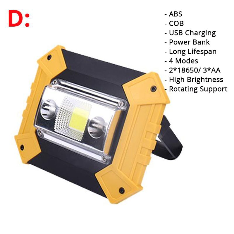 100W Led Portable Spotlight 3000lm Super Bright Led Work Light Rechargeable for Outdoor Camping Lampe Led Flashlight by 18650