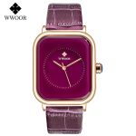 Fashion Women Watches 2021 New WWOOR Brand White Leather Rectangle Minimalist Watch Ladies Quartz Dress Wrist Watch Montre Femme
