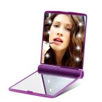 HD Makeup Mirror 8 LEDs Folding Portable Square Cosmetic Pocket Mirrors LED Makeup Mirror for Women Girl Mini Beauty Makeup Tool