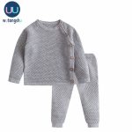 Ensemble de vêtements pour bébé garçon et fille, pyjama uni à manches longues et pantalon, collection printemps-automne
