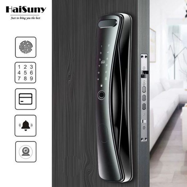 Serrure biométrique à empreintes digitales, verrou de sécurité intelligent pour porte, mot de passe, clé électronique, déverrouillage de carte IC, application pour appareil photo