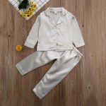 Pyjama pour enfants en soie, hauts en Satin, pantalon automne-hiver, manches longues, vêtements de nuit, ensembles de pyjama pour filles et garçons