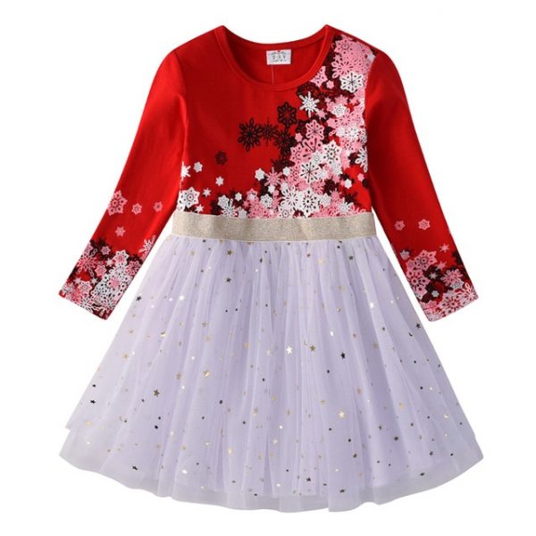 Robe princesse à manches longues pour petite fille, vêtements de fête avec étoile à paillettes, pour enfant, pour automne et hiver