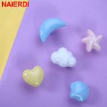 NAIERDI Cartoon Children Room Ceramic Cabinet Knobs Moon Star Wardrobe Handle Garden Door Handle Cabinet Handles for Kids