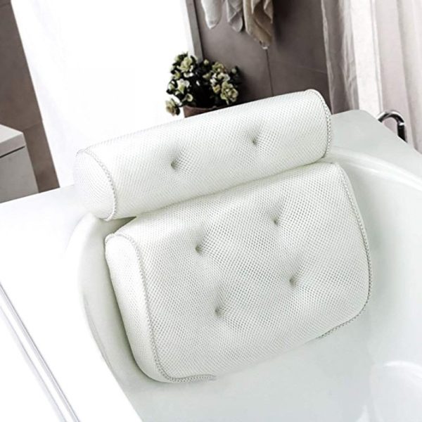 Oreiller de bain antidérapant, coussin de bain, repose-tête avec ventouses pour le cou et le dos, fourniture de salle de bain