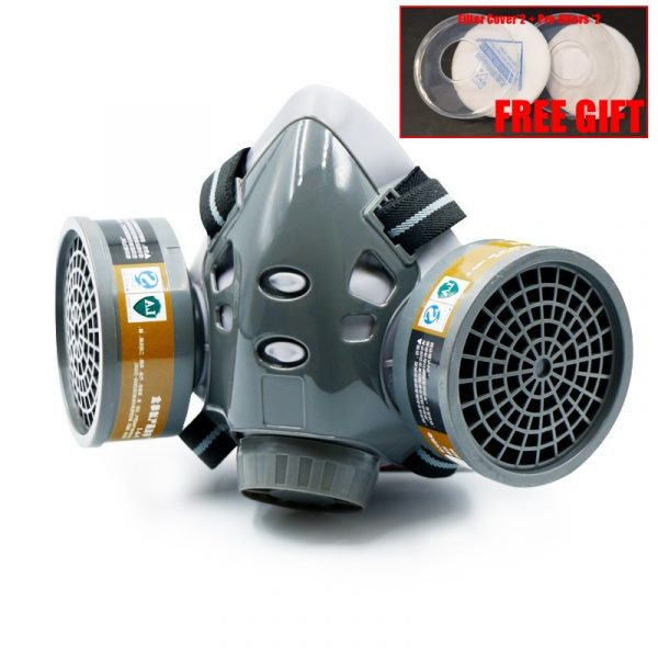 Half Face Dust Gas Chemical Respirator Dual Filters Work Safety Protective Mask For Industrial Spraying Painting Organic Vapor