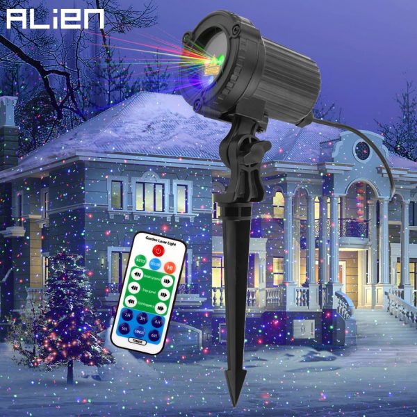 ALIEN Moving Static Red Green Blue Dots Star Christmas Laser Light Projector Outdoor Garden Waterproof Holiday Xmas Tree Lights