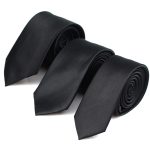 Cravate noire pour hommes et femmes, solide, Slim, pour Business, mariage