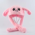 Chapeau de lapin avec oreilles mobiles, jouet de dessin animé, mignon, amusant, Kawaii, cadeau d'anniversaire, casquette en peluche pour enfants, petite amie adulte, hiver