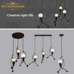 little man climbing pendant light modern hanging lamp creative iron people lights metal cord pandant lamps for kid children room