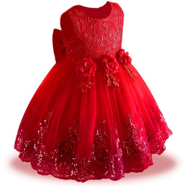 Robe princesse à fleurs pour filles, tenue élégante à paillettes, pour fête de mariage, 2021