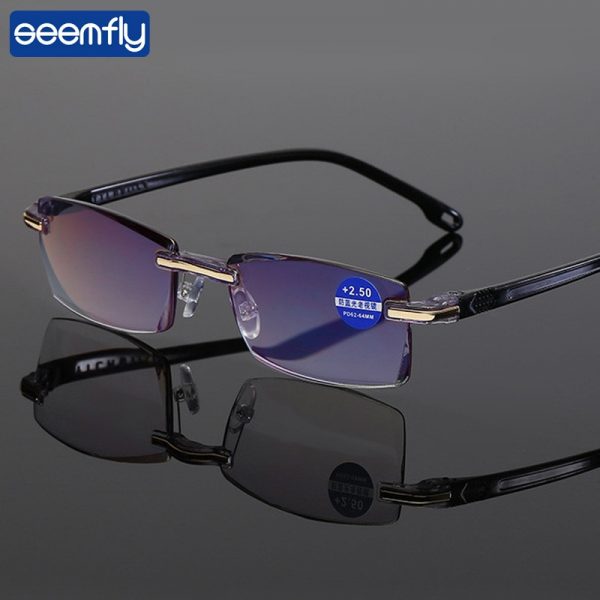 Seemfly – lunettes de lecture Anti-rayons bleus pour homme et femme, Vintage, sans bords, pour presbytie, dioptrie + 1.0 1.5 2.0 2.5 3.0 3.5