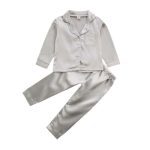 Pyjama pour enfants en soie, hauts en Satin, pantalon automne-hiver, manches longues, vêtements de nuit, ensembles de pyjama pour filles et garçons