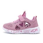 Enfants Maille Chaussures Décontractées Sneakers Fille D'été Pour Enfants Chaussures De Sport Enfants Chaussures Pour fille Chaussures Lumineuses Mignon Rose Chaussures Plates Automne