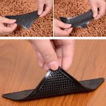Tapis en caoutchouc antidérapant réutilisable, 4 pièces/lot, Triangle, Patch antidérapant, lavable, pince à tapis, bouchon, autocollant, coins noirs