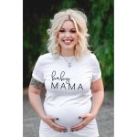 T-shirt maternité humoristique pour femme enceinte, Haut à col rond, avec des lettres et mots, transparent 2020