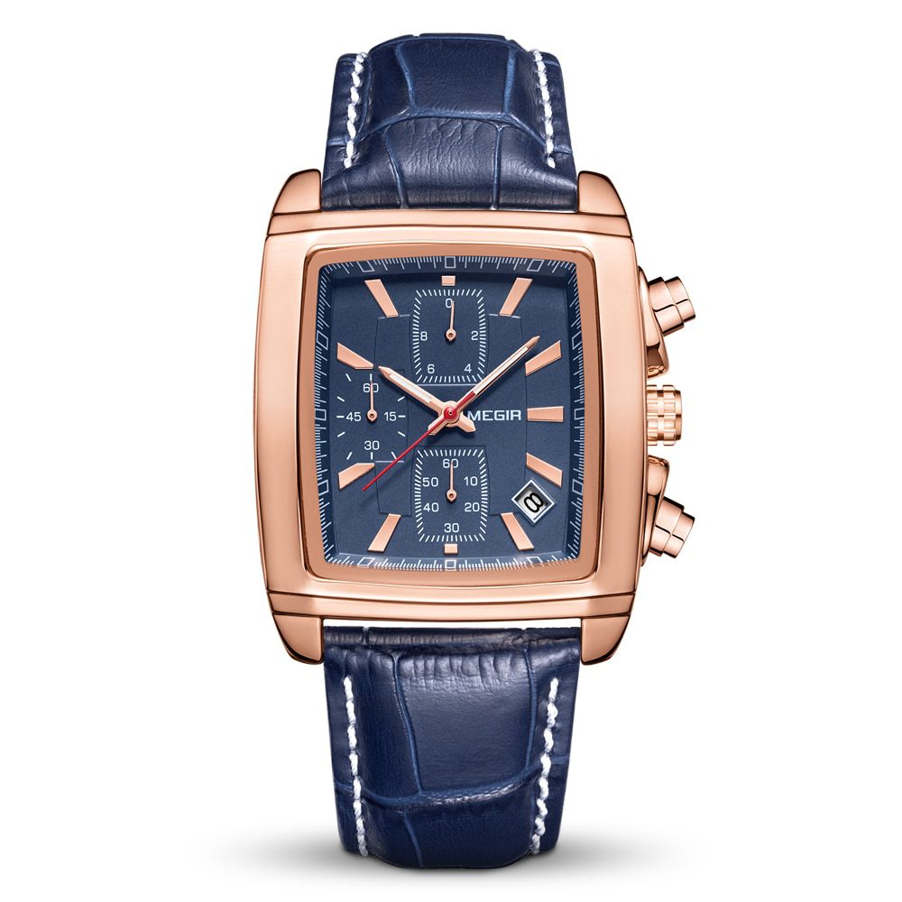 MEGIR Original Watch Men Top Brand Luxury Rectangle Quartz