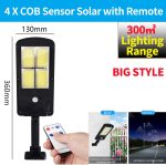 ultra Big 128 COB Solar Light PIR Motion Sensor Garden Wall outdoor Solar street lamp Waterproof Lamp Smart Remote Control Lamp