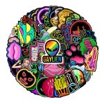 Lot de 10/30/50 autocollants lumineux néons, style dessin animé, décoration de guitare, skateboard, moto, ordinateur portable, jouets pour enfants, idéal en cadeau,