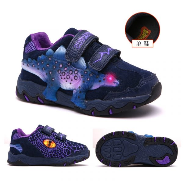 Dinoskulls 3-8 Garçons Chaussures Dinosaure LED Espadrilles Rougeoyantes Printemps Automne Enfants Sport 3D T-rex Mode Enfants Chaussures En Cuir Véritable