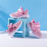 Enfants Maille Chaussures Décontractées Sneakers Fille D'été Pour Enfants Chaussures De Sport Enfants Chaussures Pour fille Chaussures Lumineuses Mignon Rose Chaussures Plates Automne
