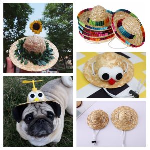 Fashion Pet Dogs Straw Hat Sombrero Cat Sun Hat Beach Party Straw Hats Dogs Hawaii Style Hat For Dogs Funny Accessories