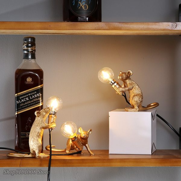 Modern Mini Resin Mouse LED Table Lamps for Living Room Bedroom Nordic Stand Desk Light Luminaire Loft Home Decor Study Fixtures