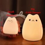 Cute LED Night Light Silicone Touch Sensor 7 Colors Cat Night Lamp Kids Baby Bedroom Desktop Decor Ornaments Battery/USB Charge