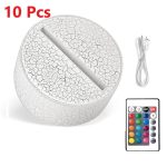 10Pcs/Lot 3D LED Lamp Base Acrylic Night Light Base LED USB Touch Remote Control Lighting Accessories Base Wholesale