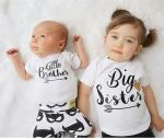 Famille correspondant à des tenues frère soeur été T-shirt bébé garçons barboteuse petit garçon body grande soeur T-shirt été enfant haut t-shirts