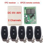 433Mhz RF Remote Control Circuit Universal Wireless Switch DC 5V 12V 24V 2CH rf Relay Receiver and Keyfob Transmitter for Garage