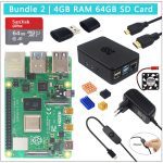 Raspberry Pi 4 modèle B, Kit Original avec boîtier ABS, carte SD de 32/64 go, adaptateur d'alimentation, ventilateur, dissipateur de chaleur, câble vidéo