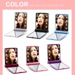 HD Makeup Mirror 8 LEDs Folding Portable Square Cosmetic Pocket Mirrors LED Makeup Mirror for Women Girl Mini Beauty Makeup Tool