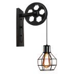 Retro Vintage Wall Light Shade Ceiling Lifting Pulley Industrial Wall Lamp Fixture Iron Loft Cafe Bar Adjustable Sconce Light
