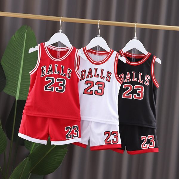 Costume de basket-ball pour garçons, vêtements d'été pour enfants, loisirs, lettres, sans manches, bébé gilet + T-shirt, ensembles 2 pièces, nouvelle collection