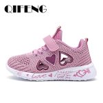Enfants Maille Chaussures Décontractées Sneakers Fille D'été Pour Enfants Chaussures De Sport Enfants Chaussures Pour fille Chaussures Lumineuses Mignon Rose Chaussures Plates Automne