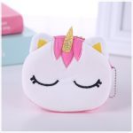 FUDEAM – porte-monnaie en peluche, licorne de dessin animé, pour femmes, mignon, ovale, fermeture éclair, pour enfants, porte-cartes, câble USB, porte-clé