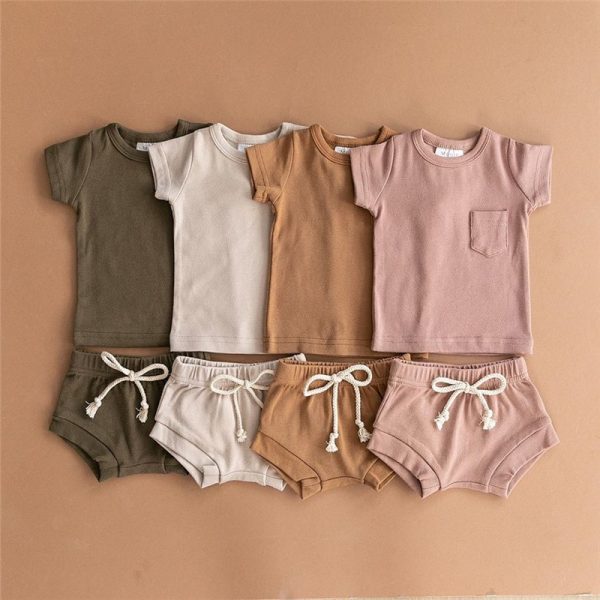 Costumes d'été en coton pour bébés garçons et filles, ensemble de vêtements pour enfants, T-shirts hauts + Shorts, survêtement, 2020