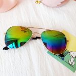 Lunettes de soleil classiques pour filles, verres miroir colorés, monture métallique, pour enfants, lunettes de voyage et de Shopping UV400, 2020