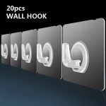 Crochet mural Transparent, 20 pièces, forte auto-adhésive, pour porte, ventouse à forte charge, ventouse pour cuisine, salle de bains