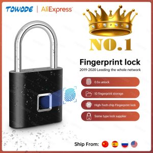 Towode – serrure de porte sans clé, Rechargeable par USB, cadenas intelligent à empreintes digitales, déverrouillage rapide, alliage de Zinc, métal, puce auto-développée, 1/2 pièces