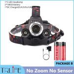 Powerful LED Headlight headlamp 5LED T6 Head Lamp Sensor Flashlight Torch head light 18650 battery Best For Camping, fishing