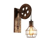 Retro Vintage Wall Light Shade Ceiling Lifting Pulley Industrial Wall Lamp Fixture Iron Loft Cafe Bar Adjustable Sconce Light