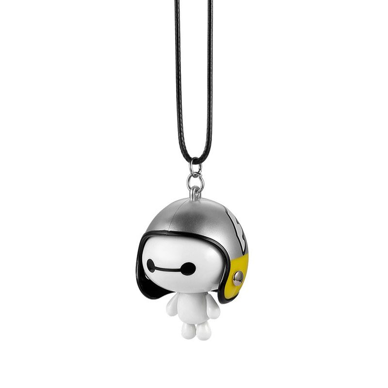 Car Pendant Cute Helmet Baymax Robot Doll Hanging Ornaments Automobiles Rearview Mirror Suspension Decoration Accessories Gifts