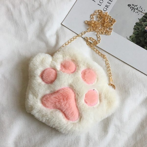 Sac à bandoulière avec fermeture éclair en forme de patte d'ours pour filles, joli porte-monnaie en peluche douce pour enfants, accessoires pour bébés garçons