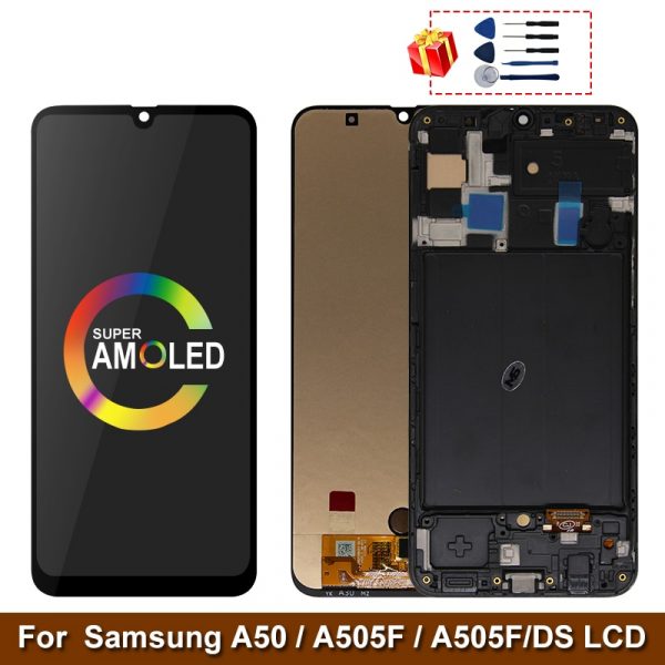 Écran tactile LCD Super AMOLED avec châssis, pour Samsung Galaxy A50 SM-A505FN/DS, A505F/DS, A505