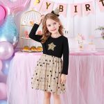 Robe princesse à manches longues pour petite fille, vêtements de fête avec étoile à paillettes, pour enfant, pour automne et hiver