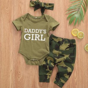 Ensemble de vêtements de Camouflage pour bébés filles et garçons, haut et pantalon à manches courtes avec lettres imprimées, vêtements d'été 2021