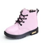 Bottes Martin imperméables en cuir PU pour enfant fille,nouvelle collection de chaussures d'hiver tailles 21 à 37,